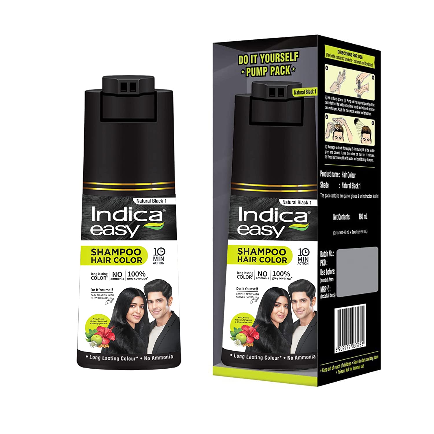 Indica Easy Shampoo Easy Colour (Natural Black)100 ml – Selvi Store